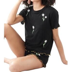 NWT Emerson Road Daisy Floral Pajama Set Womens LARGE Top & Short Set Spring